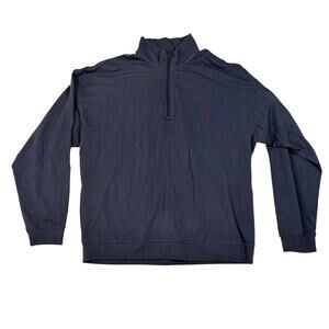 SKIMS Men's Cotton Jersey Quarter Zip Pullover Soot Gray Size L NWT Authentic